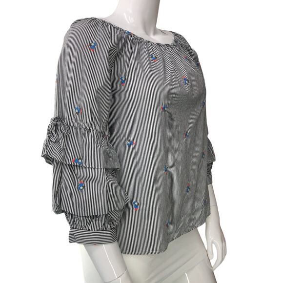 Sanctuary Womens Size M Striped Top Boho Tiered Bell Sleeves 100% Cotton - Picture 10 of 15